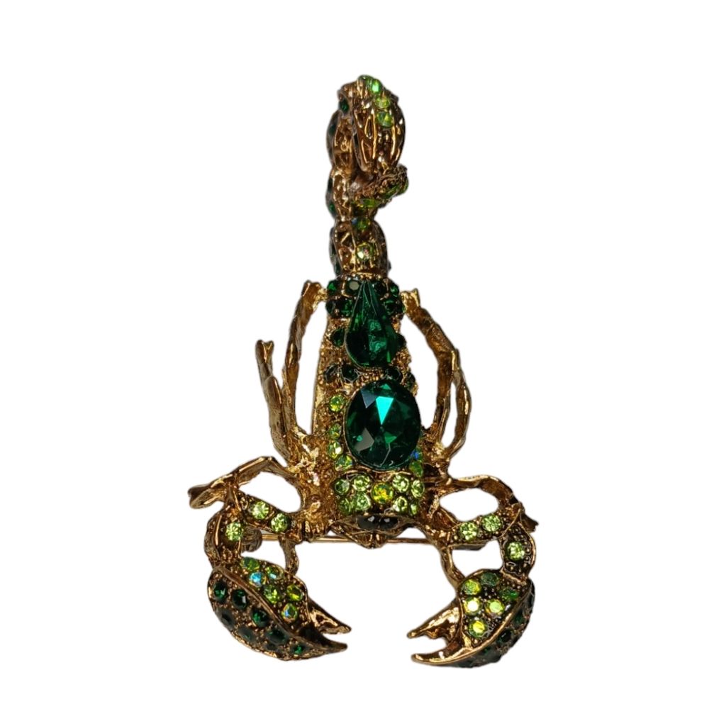 Scorpion Crystal Rhinestone Bling Articulated Stinger Brooch Pendant - Picture 9 of 13